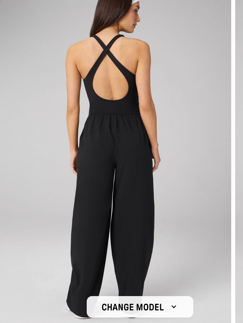 Fabletics Black Twist-Front Wide-Leg Jumpsuit - Picture 11 of 13